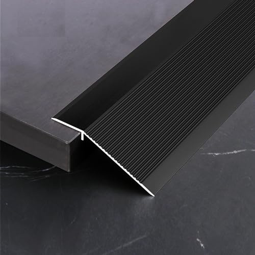 ZZLQIAN Abschluss Anpassungsprofil, Schweller Rampe, 90 × 10 cm Alu Böden Übergangsprofil, Laminat Parkett Übergangsschiene, Abdeckleisten,Türschiene, Höhenausgleich von 25-30 mm(Schwarz)