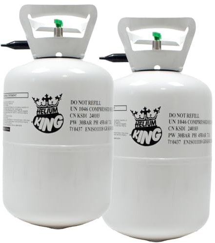 Disposable Helium Gas Canisters - Helium Balloon Gas UK Filled Helium Cylinder for Party Balloons (Pack of 2, Small Canister)