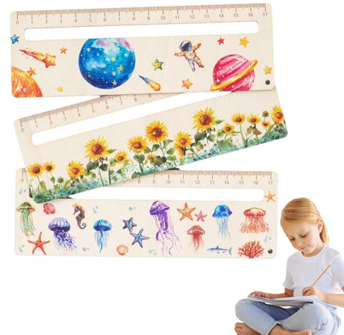 Outils de lecture pour la dyslexie, trackers de lecture pour,Règle de marque-page en bois pour, dessin animé mignon | Règle de suivi de lecture en bois de 18 Cm, fournitures de classe,