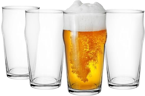 Glasmark KROSNO 1992 Juego de 4 vasos de cerveza Pils de 530 ml, vasos Stout Ale para cerveza, jarra de cerveza, jarra de cerveza, apta para lavavajillas