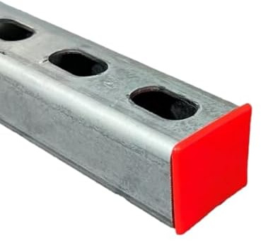Low Profile Plastic Safety End Caps for Standard Unistrut Channel Red (1-5/8 x 1-5/8) (100)