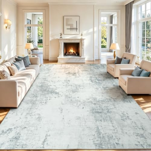 Homcomodar Teppich Wohnzimmer 200x300cm Großer Abstrakte Teppich Waschbar Moderne Teppiche Schlafzimmer Weiche Kurzflor Teppiche für Esszimmer Kinderzimmer(Grau)