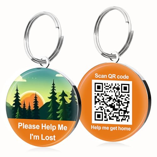 QR-kod hundtagg ID-taggar för hund namn ID-bricka kattetiketter online husdjursprofil skanning QR ta emot omedelbar husdjursplats varning e-post tyst etikett (orange, design 2)