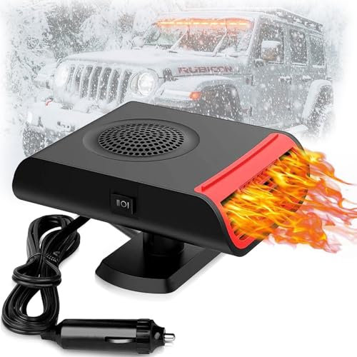 Cerkkapo Calentador portátil para Coche de 12 V 150 W, Calentador de Coche 2 en 1, 360 °Calefacción para Coche,antivaho, Parabrisas descongelador, con Encendedor de Cigarrillos para Todos los Coches