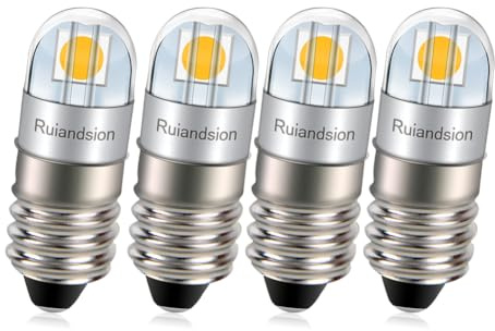 Ruiandsion E10 LED-Glühbirne 3030 2SMD Chip 9V unpolarisiert 200LM Warmweiß LED-Glühbirne Ersatz für Taschenlampen Fackeln Arbeitsleuchten 2er-Pack