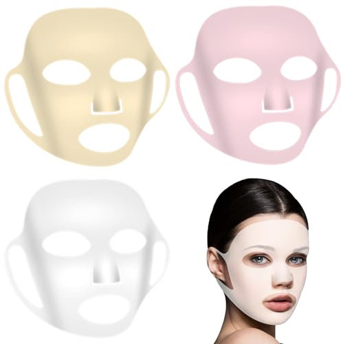 Piriuuo 3 pezzi maschera in silicone riutilizzabile maschera facciale 3D vapore viso anti-rughe, maschera viso idratante viso maschera di bellezza per la cura della pelle delle donne strumento viso