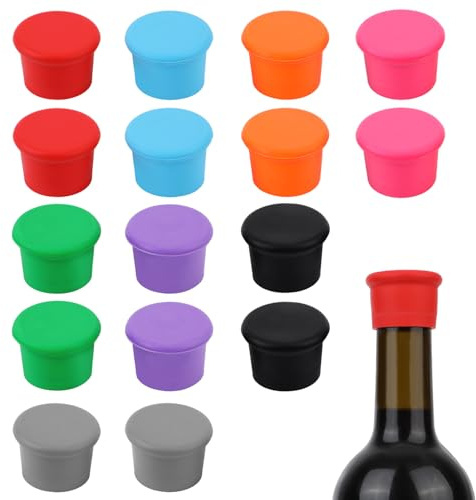 16pcs Silicone Wine Stoppers, Reusable Wine Bottle Covers Silicone Wine Seal Stopper Condoms Wine Bottle Caps Corks Wine Sealers for Beer Champagne Whiskey to Keep Wine Fresh (Style 1)