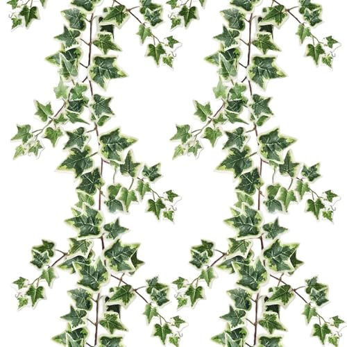 GIUSOBG 180CM Hiedra Artificial 2 Piezas Plantas Artificiales Decorativas Blanco Verde Colgantes Enredaderas Artificiales Decorativas Planta Realistas,para Decoracion Hogar Habitación Pared