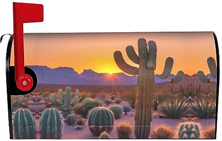 LXqlSS Copertura magnetica per cassetta postale con stampa di cactus, deserto, tramonti, Natale, decorazione per la casa all'aperto
