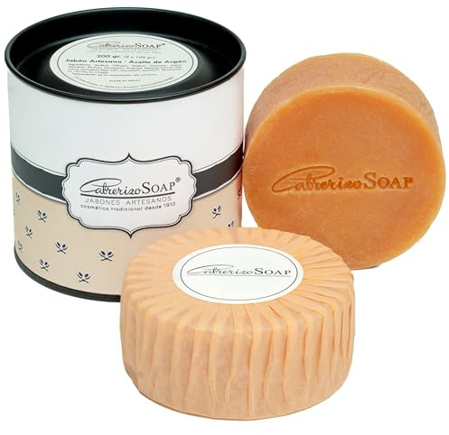 CABRERIZO SOAP 2 Jabones Artesanales de Argán y Aceite de Oliva 2x100 gr.- Jabones para regalar manos, cara y cuerpo - Limpiador facial - Pastillas de Jabón Natural