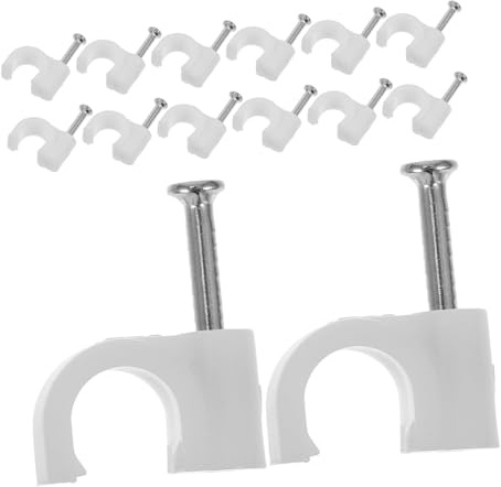 NUOBESTY Attaches Pour Câbles Rondes 6 Mm Clips Fixation Câble Avec Clou Polyvalentes Pour Fils Électriques Et Rallonges Lot De 100 Clips Muraux Pour Intérieur Et Extérieur