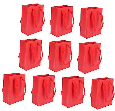 PACKOVE 10stücke Rote Papiertüten Mit Stabile Kleine Geschenktüten Für Feiertage Partys Und Veranstaltungen Für Süßigkeiten Schmuck Und Kleine