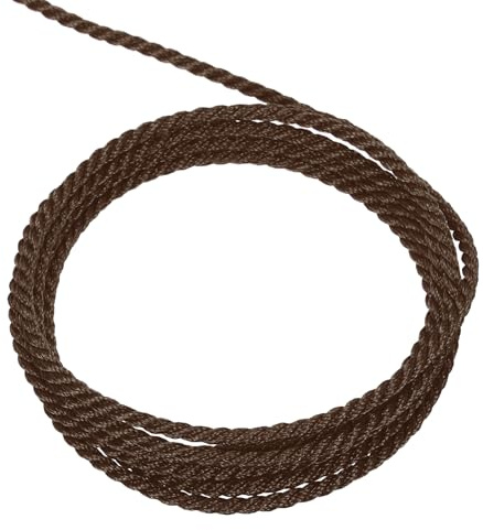 QUARKZMAN Cordón Trenzado Decorativo, 16 Yardas 2mm Cuerda Brillante de 3 Hebras para Manualidades, Bolsas de Regalo, Cortinas, Decoración Navideña, Color Marrón - 15m