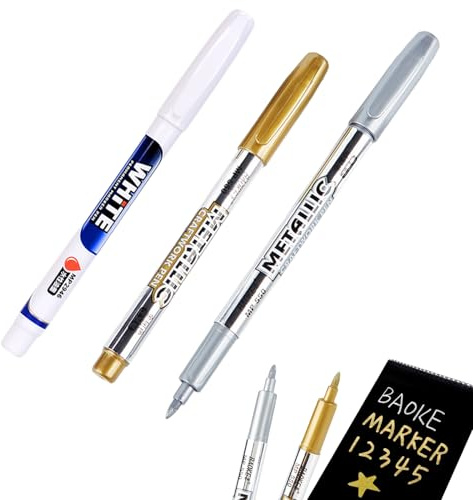 Acrylic Paint Pens, 6 Pack Gold And White Paint Pen For Rock, Ceramic | 1-2mm, Waterproof Acrylic Ink, Quick Dry In 30 Seconds, For Rock, Glass And Ceramic