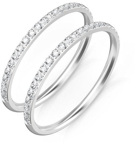 ZOOROO 2-Pack 14K Gold Plated Stacking Rings for Oura Ring 5/Gen 4/4 Ceramic/Gen 3, RingConn Gen 3/Gen 2 Air/Samsung Galaxy Ring/Ultrahuman, Cubic Zirconia Simulated Diamond Stack Rings for Women