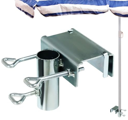 Supporto per ombrellone in Ferro – in Metallo Resistente, Supporto Regolabile per Balcone, Supporto Universale per Recinzione, di Sicurezza Resistente, Barca da Spiaggia per Esterni