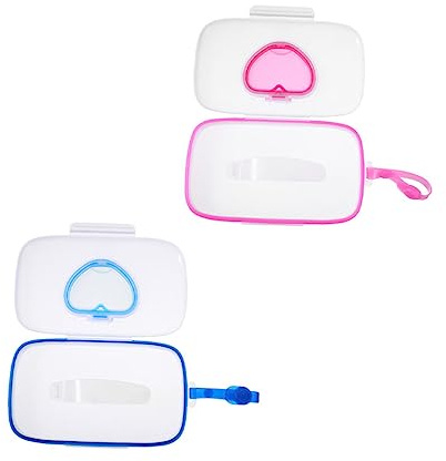LOORGVEL 2 pezzi Porta Salviettine Umidificate Portatile per Ragazzo Ragazza Custodia Leggera con Cinturino per Viaggio e Passeggino Protezione Salviette Igienizzanti da Essiccazione