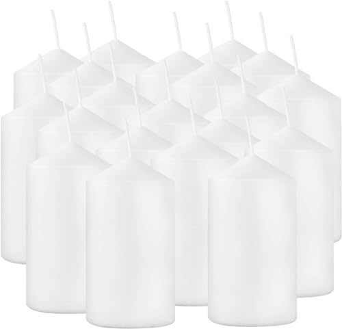 LIVEN 2x4 High White Pillar Candles, Set of 20 Unscented, Ideal for Halloween, Wedding, Emergency Lanterns, Household, Wedding and Home Décor Candlesticks
