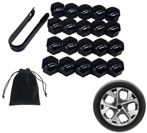 NIVRAIN 20 Pièces Cache Ecrou 19MM, Capuchons de Vis de Roue avec des Clips, Boulon Ecrou Couvre avec Un Sac, Adaptés pour Dissimuler Les Boulons de Roue sur la Plupart des Modèles de Véhicules