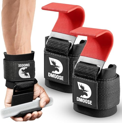 DMoose Fitness Zughilfen Krafttraining für Männer & Frauen (Paar) - Reißfestes Nylon mit 8 mm dicke Handgelenk straps - Zughilfe Gym für Kraftdreikampf & Kreuzheben Stütze - Griffhilfen Kraftsport