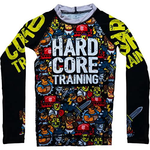 Hardcore Training Doodles Kids Rash Guard Kompressionskjorta Långärmad Ninos BJJ MMA Fitness Workout Sportkläder