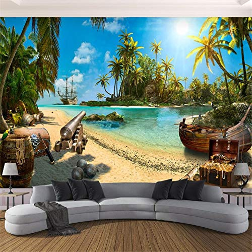 Murale Fond D'Écran Papier Peint Intissé Papier Peint Personnalisé Moderne De Haute Qualité Magic Pirate Treasure Island Paysage Fond D'Écran De Mur Pour Les Murs 3 D, 300 * 210Cm