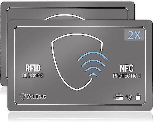 WallTrust RFID NFC Schutzkarte, Blockerkarte für Kreditkarten, 2er Set, Grau