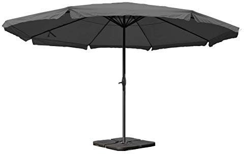 Mendler Sonnenschirm Meran Pro-AM, Gastronomie Marktschirm mit Volant Ø 5m Polyester/Alu 28kg - anthrazit mit Ständer