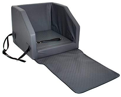 Mayaadi-Home Hundeautositz Beno Hundesitz Hundebett Autokörbchen Autositz Kunst Leder Auto Sitz Wasserdicht Waschbar Sicherheitsgurt Grau S- (55x55cm)-Vorne
