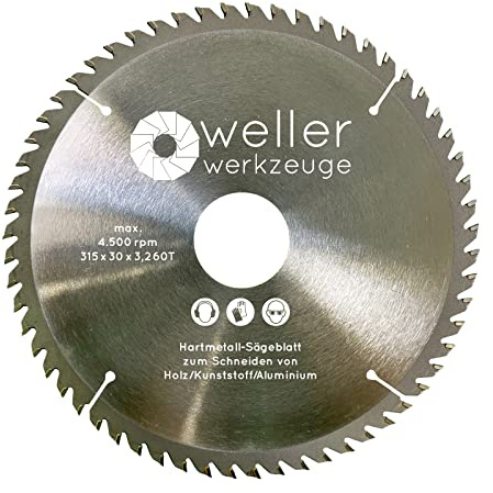 WELLERWERKZEUGE | Profi HM Kreissägeblatt Sägeblatt 315x30mm und 315x25mm 60 Zähne für holz Kunststoff Aluminium universal passend für Kreissäge Tischsäge Gehrungssäge Kappsäge Makita
