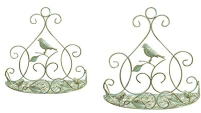 TentHome Lot de 2 corbeilles à plantes à suspendre en métal Décoration murale (vert)