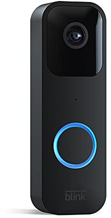 Certified Refurbished Blink Video Doorbell | Two-way audio, HD video, motion and chime app alerts, easy setup, weather resistant and Alexa enabled — wired or wire free (Black)