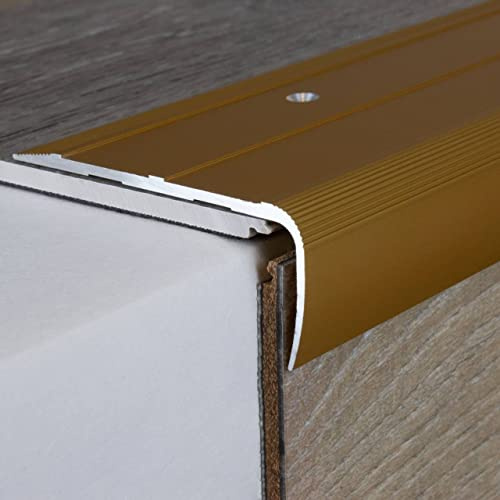 PROVISTON | Treppenprofil | 28.5 x 75 x 1000 mm | goldfarbig | Aluminium | hochwertige Metallprofile | Treppenkante | zum Schrauben | qualitatives Winkelprofil | robust | langlebig