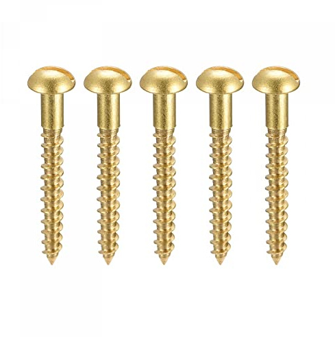 sourcing map 100 Stück Schlitz Rundkopf Holzschrauben M2,5 x 20mm Messing Blechschraube Halbrundkopf Linsenkopfschrauben