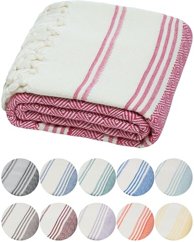 DEMMEX Toalla de Playa y baño de algodón Turco 100% orgánico Certificado, Toalla peshtemal para hammam, Manta de Gran tamaño, Secado rápido, sin Arena, compacta, Tejido de Diamante, prelavada,