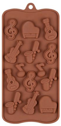 Selecto Bake Moule à chocolat en silicone pour instrument de musique, basse, guitare, piano, saxophone, bonbons, mini savon, crayon, moule à glaçons