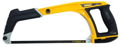 DeWALT 5-in-1 Hacksaw 300mm 12in High tension securely holds the blade up to 150kg blade can be set to 45 or 90 degrees for standard or flush cuts hacksaw front handle can become a pistol grip jab saw
