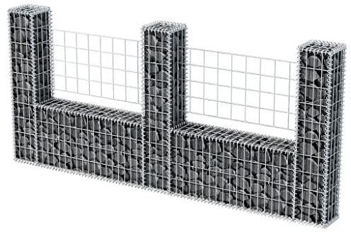 homiuse 240x20x100 CM Cloture Jardin Exterieur Mur en Gabion JardinièRe Clã´Tures Dã©Coratives Claustra Exterieur Decoration Jardin Pratique Et Beau pour Les Zones RéSidentielles Et Commerciales