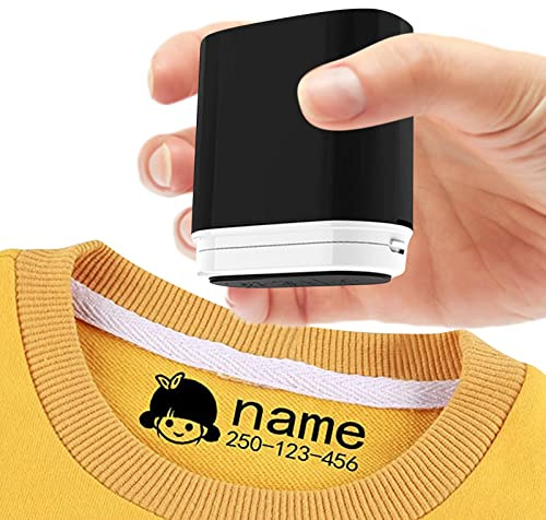 Namensstempel kinder textilstempel,stempel namen kinder kleidung wasserfest, personalisierter namensstempel für kinder,namen stempel (BY005-Black,schwarz)