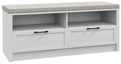 HOMCOM Shoe Bench with Removable Cushion, Shoe Storage Bench with Padded Seat, Open Compartments and Drawers for Entryway Hallway