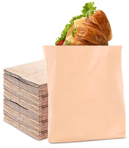 Umweltfreundliche braune Sandwich-Papiertüten – Kraftpapiertüten für Lebensmittel, zum Mitnehmen und Einzelhandel – Sandwich- und Snack-Verpackung – 25,4 x 25,4 cm, 100 Stück