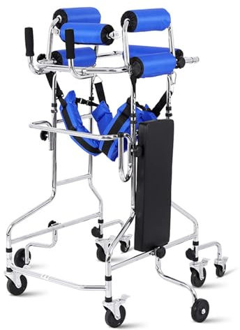 JMDNTQ Deambulatore con Seduta per Anziani, Deambulatore Pieghevole per Disabili, Deambulatore per Anziani 8 Ruote, Rollator Deambulatore da Interno, Altezza Regolabile (Blue Without Brake)