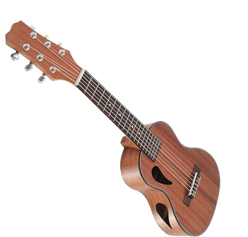 28 Zoll Elektrische Ukulele 6 Saiten Kleine Gitarre Sapeli-Holzkorpus Ukulele Mit Tonabnehmer-EQ Ukulele Einsteiger Kit