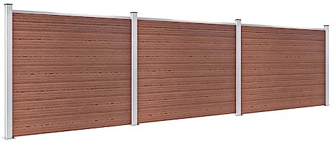 Kangmusi Zaunelement Set WPC 526x146 cm Braun, Doppelstabmattenzaun,Zaun Komplettset, 3070452kangmusi