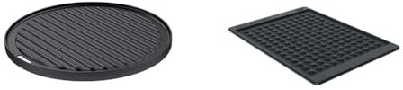 RÖSLE VARIO Grillplatte, Hochwertige Grillplatte aus Gusseisen & Ablagematte Silikon, Hochwertige Silikonmatte zum Schutz von Ablageflächen