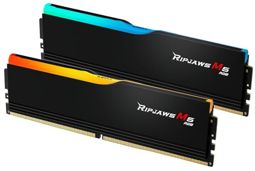G.SKILL Ripjaws M5 Series (Intel XMP 3.0) DDR5 RAM 64 Go (2 x 32 Go) 6400MT/s CL32-39-39-102 1,40 V mémoire UDIMM pour ordinateur de bureau – Noir mat (F5-6400J3239G32GX2-RM5RK)