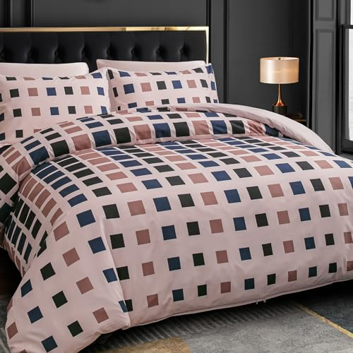Grace Double Duvet Set - Premium Microfiber Reversible Double Duvet Cover (200 x 200 cm) 3 PCs - Ultrasoft Hypoallergenic Luxury Quilt Cover Bedding Sets With Zipper Closure
