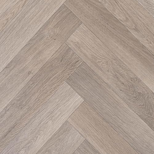 Light Wood Herringbone Effect Magic Vinyl Flooring 2.8mm Thick Lino Roll Bathroom Kitchen (3m Wide x 3m Long)