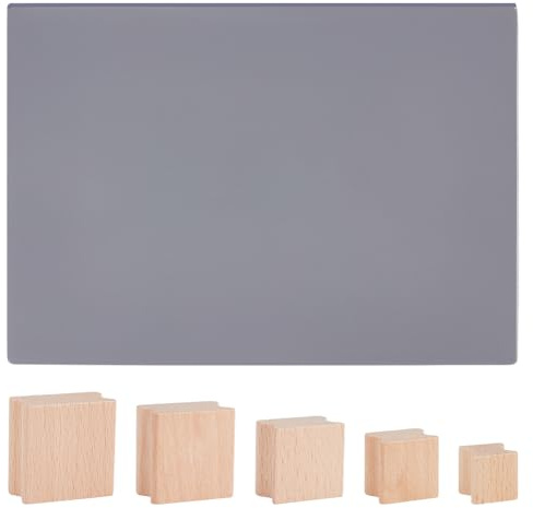 BENECREAT 40 pezzo di Blocchi di Timbri In Legno, 5 Dimensioni Supporti per Timbri In Gomma Vuoti con Foglio per Timbri In Gomma, Accessori per Guarnizioni In Gomma per Incisione Laser per Artigianato