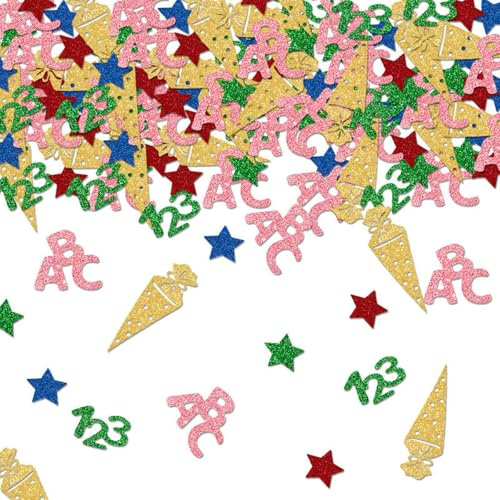 Zynewa 100 sacs à sucre confetti, crème glacée Étoile numérique sac à sucre, 6 motifs de décoration éparse, école paillettes set decor